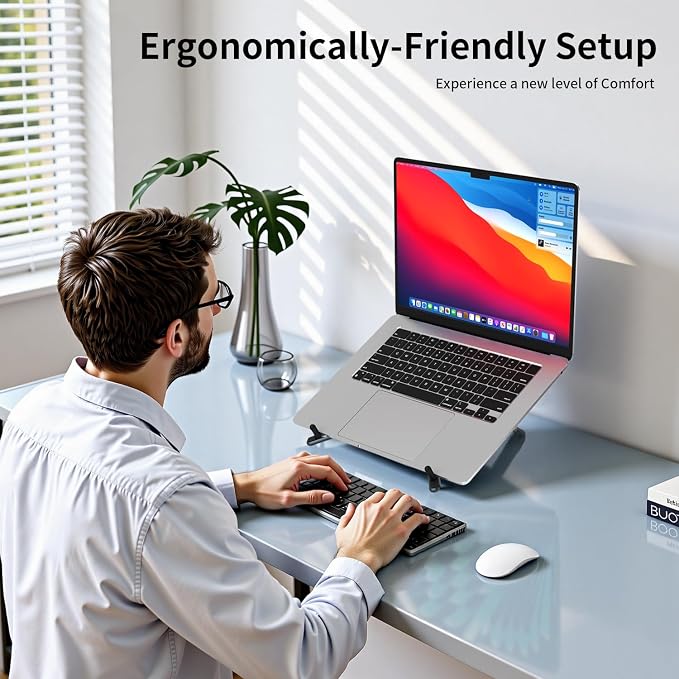 Adjustable Laptop Stand for Desk, Magnetic Phone Holder - Image 7