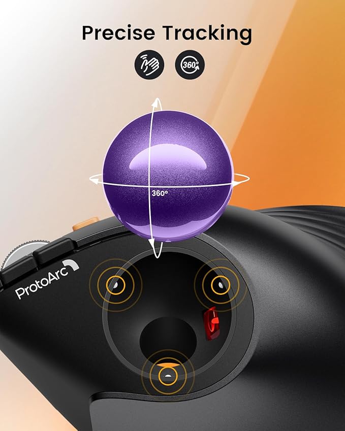 ProtoArc Vertical Wireless Trackball Mouse, EM05 NL Bluetooth Ergonomic - Image 5