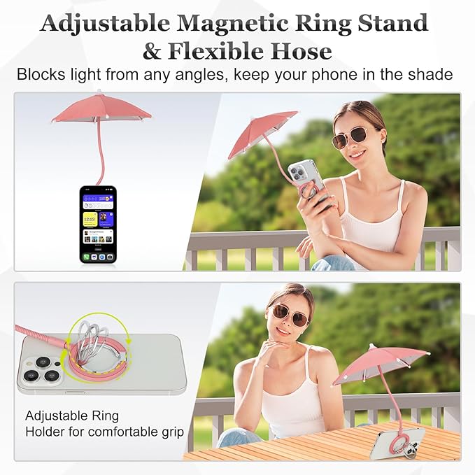 Magnetic Umbrella Phone Stand for Sun Protection, Adjustable Sun Shade Shield - Image 3