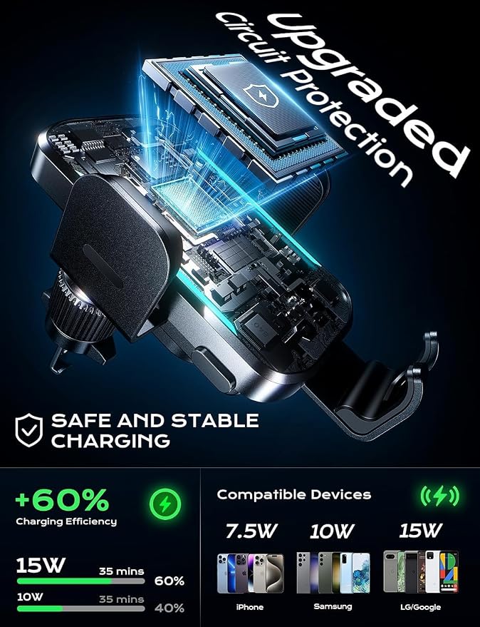 CHGeek Wireless Car Charger, 15W Fast Charging - Image 4