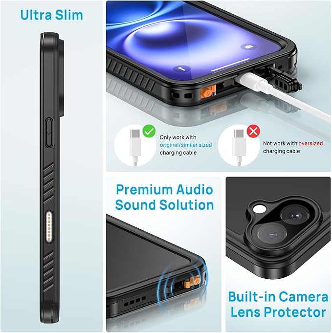Lanhiem for iPhone 16 Case, IP68 Waterproof Dustproof Shockproof Cases - Image 5