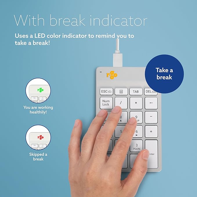 R-Go Number Pad Keyboard, USB-C/A Wired, Mini Numeric Keypad - Image 6