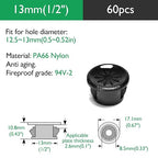 60PCS Cable Grommets, 1/2" Desk Hole Cover Petal Shaped Buckle Type Nylon Snap - Image 9