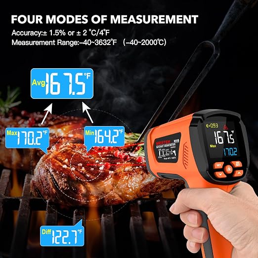 -40℉~3632℉, MESTEK Infrared Thermometer Temperature Gun, High Temp Thermometer - Image 6