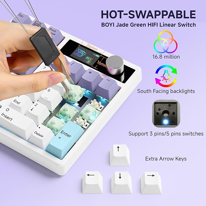 BOYI TD31Pro Mechanical Number Pad, RGB HotSwap Numpad - Image 4