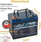 WEIZE 12V 36Ah LiFePO4 Lithium Battery, Grade A Cells Built in BMS Low - Image 2