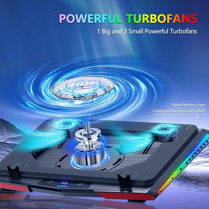 LIANGSTAR Gaming Laptop Cooling Pad, RGB Laptop Cooler - Image 2