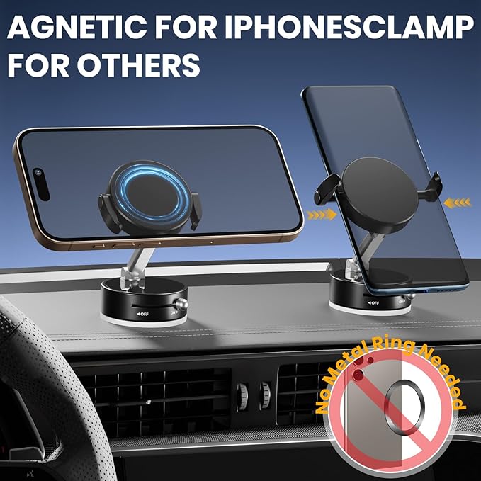 Upgraded 360° Adjustable Vacuum Magnetic Phone Holder, Vacuum Suction Magnetic - Image 4