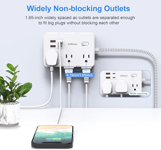 Surge Protector Power Strip 10 Ft Cord, Ultra Thin Flat Extension Cord - Image 7