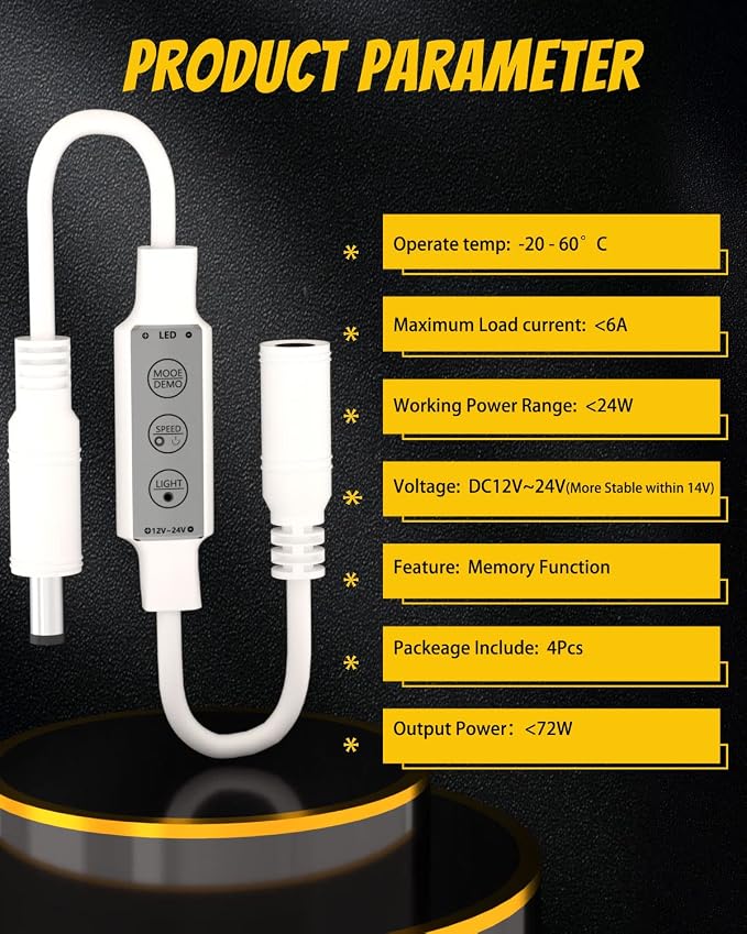 YM E-Bright Led Dimmer Switch Inline Mini Flash Strobe Blink Module Controller - Image 4
