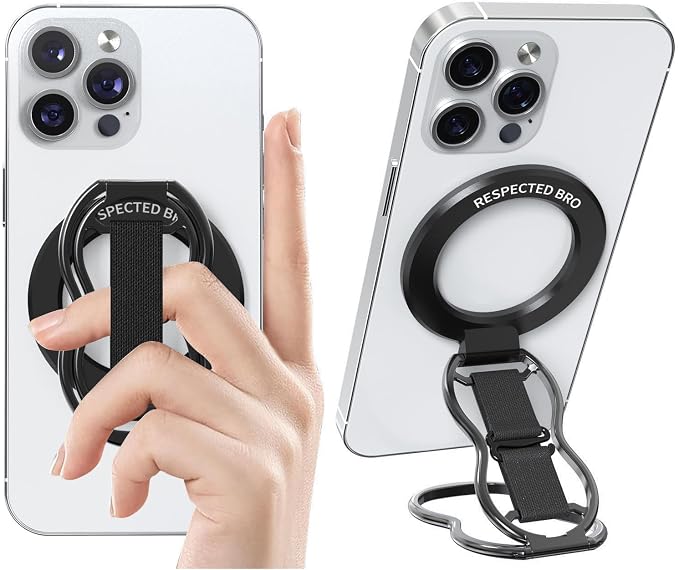 RESPECTED-BRO-Magnetic-Phone-Grip-Stand-with-Finger-Strap, 4-in-1 Magnetic Ring by RespectedBro