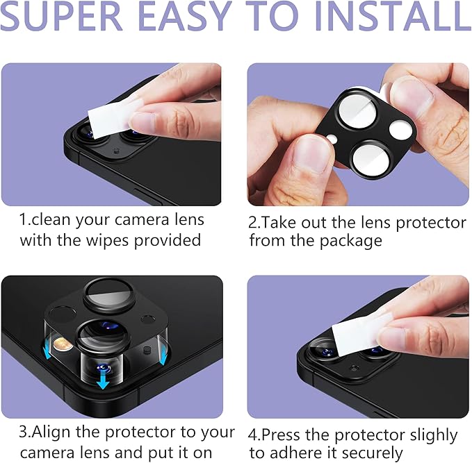 2 Pack Camera Lens Protector for iPhone 14 / iPhone 14 Plus, AR Tempered Glass - Image 6