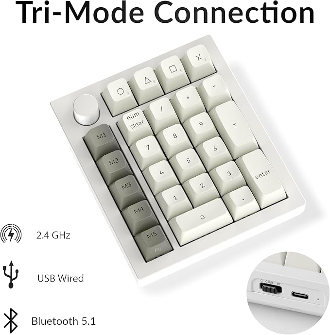 Keychron Q0 Max Wireless Custom Mechanical Numpad, 2.4 GHz/Bluetooth 5.1/Wired - Image 3