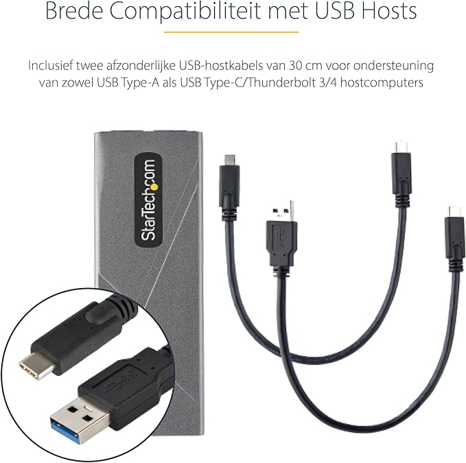 StarTech.com USB-C 10Gbps to M.2 NVMe or M.2 SATA SSD Enclosure - Image 3