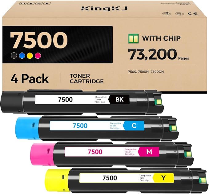 Phaser 7500 High Capacity Toner Cartridge Set 4-Pack Replacement by KingKJInkToner