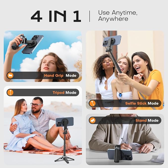 Mini Magnetic Selfie Stick, 360° Rotation Carbon Fiber Cell Phone Tripod - Image 6