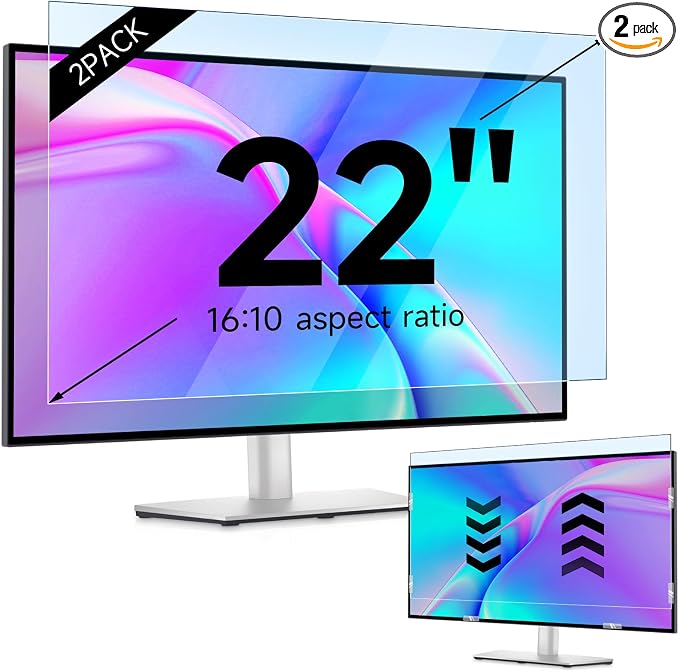IPROKKO 【2 Pack】 22 inch Anti-Blue Light Monitor Screen Protector by IPROKKO
