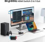 NEWCARE 8K HDMI Switch 3 in 1 Out, HDMI 2.1 Switch - Image 2