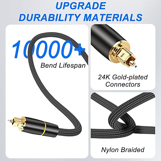 MEIRIYFA Digital Optical Audio Cable, Fiber Optical Toslink Audio Cable Male to - Image 7