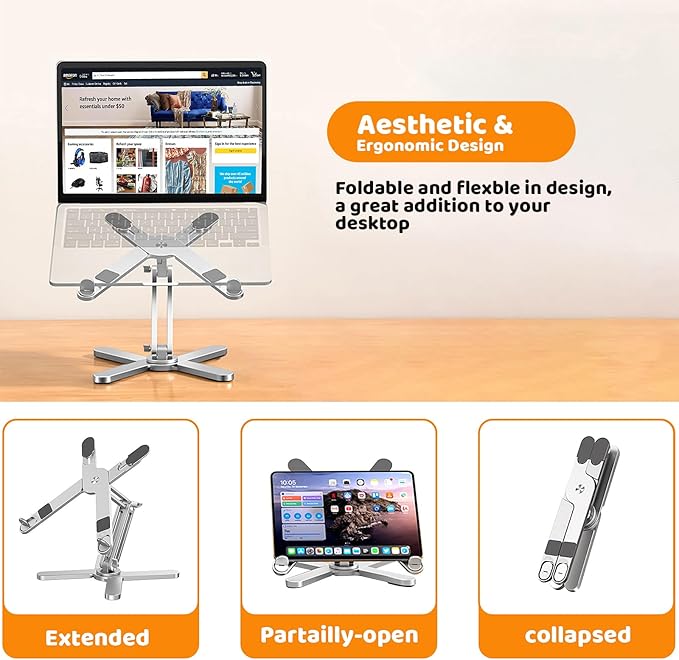 Moallia N86 360 Rotating Laptop Stand, Adjustable Height & Angle, Ergonomic - Image 4