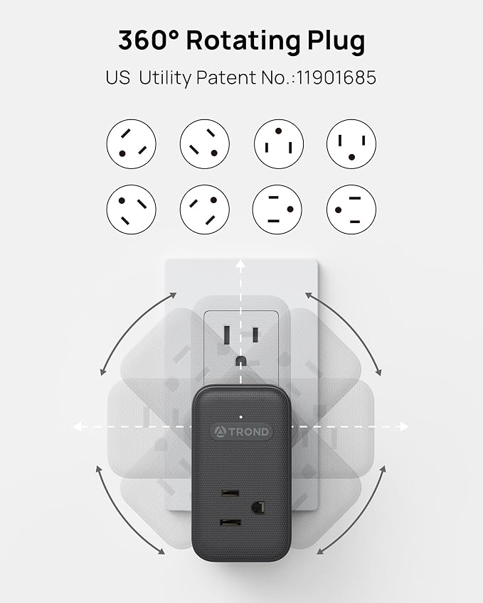 TROND Multi Plug Outlet Extender, 3 AC Outlet Adapter - Image 3