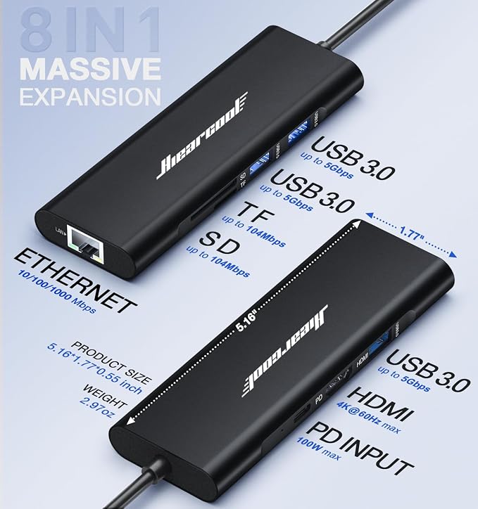 Hiearcool USB C Hub, USBC to 4K@60 Hz HDMI Adapter - Image 5