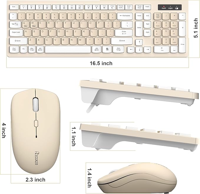 Wireless Keyboard and Mouse Combo, Full-Sized Wireless Keyboard and Adjustable - Image 9