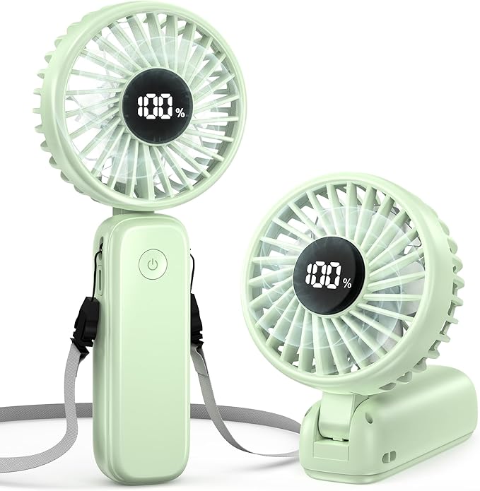 Portable Handheld Fan, 5000mAh Rechargeable Battery, Max 15H Cooling, 4 Speeds by COMLIFE