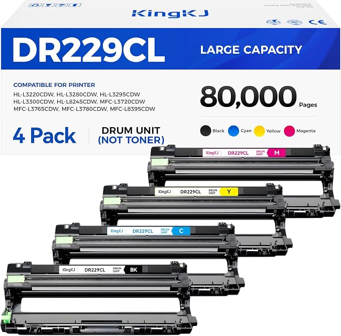 DR229CL Drum Unit4-Pack Replacement Compatible by KingKJInkToner