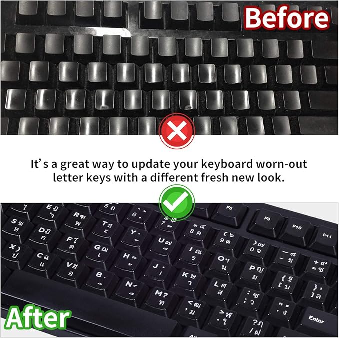 2PCS Thai-English Keyboard Letters Replacement Stickers - Image 4