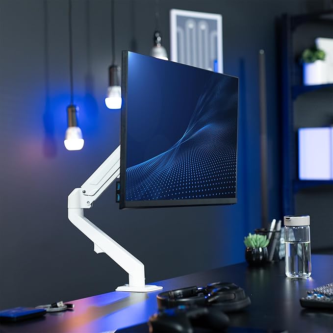 VIVO Articulating Single 17 to 27 inch Pneumatic Spring Arm Clamp-on Desk Mount - Image 2