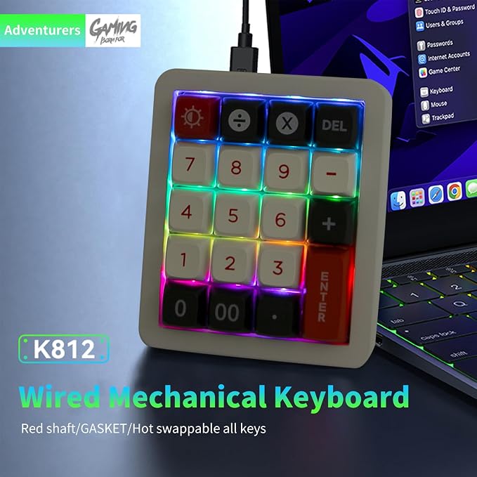 Adventurers K812 Wired Mechanical Numeric Keypad, 19-Key Hot-Swappable RGB - Image 8
