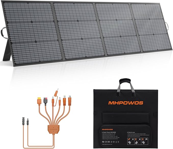Portable Solar Panel 220W 40V Monocrystalline Foldable Solar Panels Charger by MHPOWOS