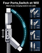 SHEZI 4-in-1 Long USB C Cable 60W 10FT Fast Charging Flat Braided Multi Charger - Image 3