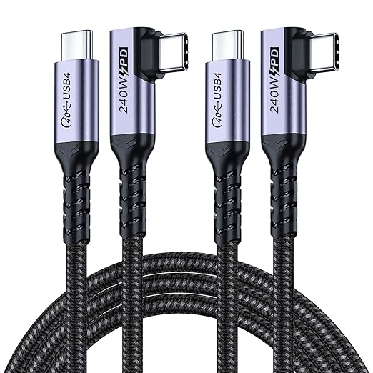 USB-C to USB-C Cable 6.6FT 2-Pack, 240W USB4, 40Gbps Data, 4K/144Hz Monitor by SUMPK
