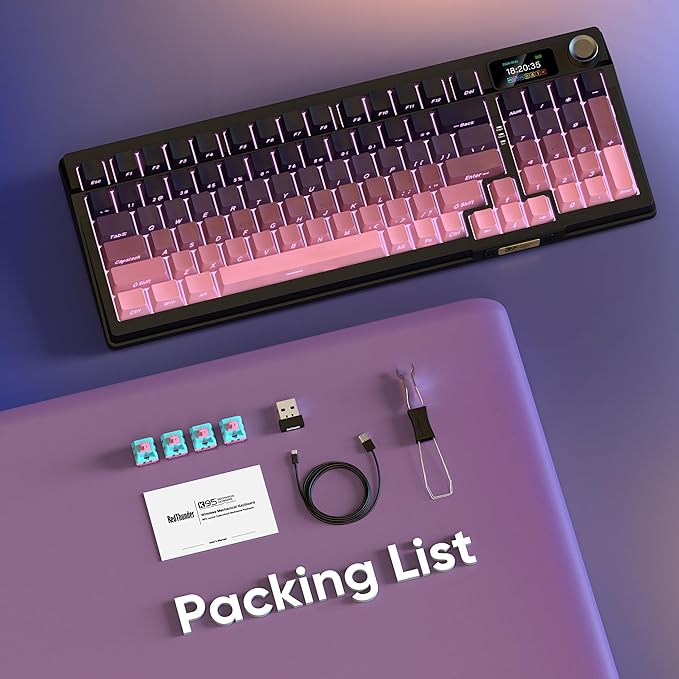 RedThunder K95 Wireless Mechanical Keyboard, TFT Screen & Knob, Trip-Modes - Image 9