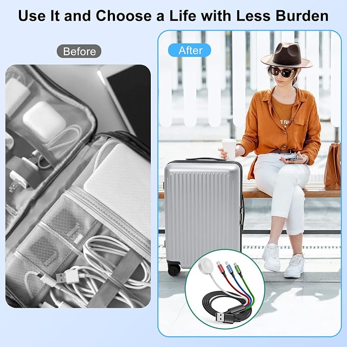 Charger Compatible for Apple Watch, 4 in 2 Multi Charging Cable for Multiple - Image 6