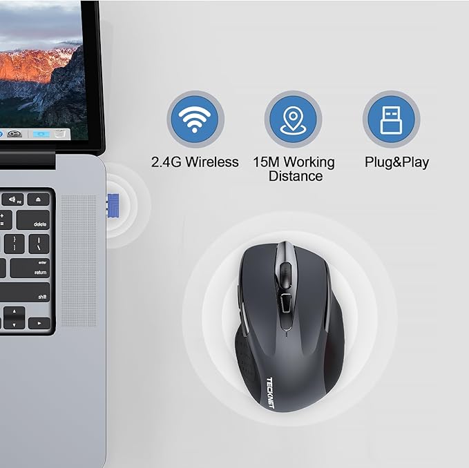 TECKNET Wireless Mouse Rechargeable, 2.4G USB-A Silent Mouse, Quiet Click - Image 4