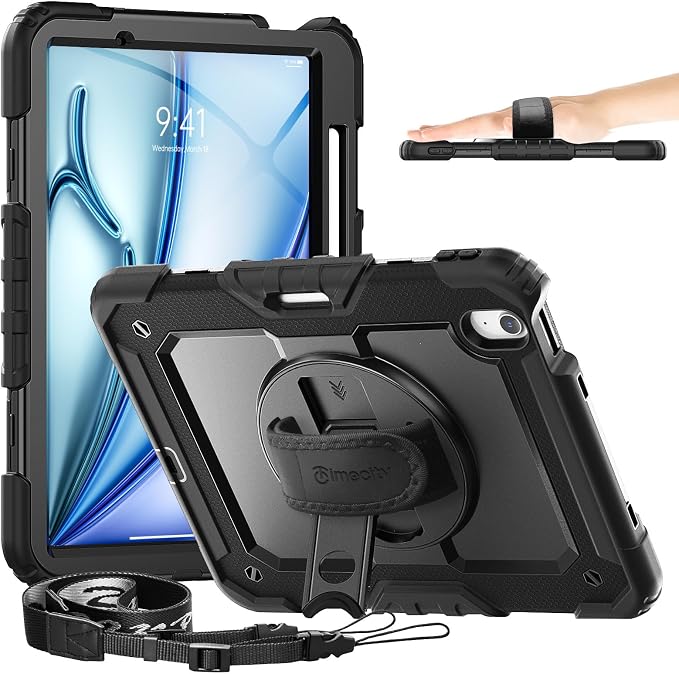 timecity Case for iPad Air 11 Inch M3/ M2, 360° Rotating Stand, Pencil Holder & by Timecity