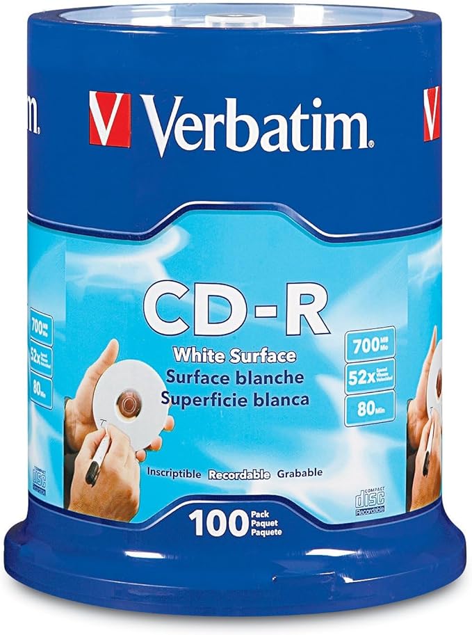 Verbatim CD-R Blank Discs 700MB 80 Minutes 52x Recordable Disc by Verbatim