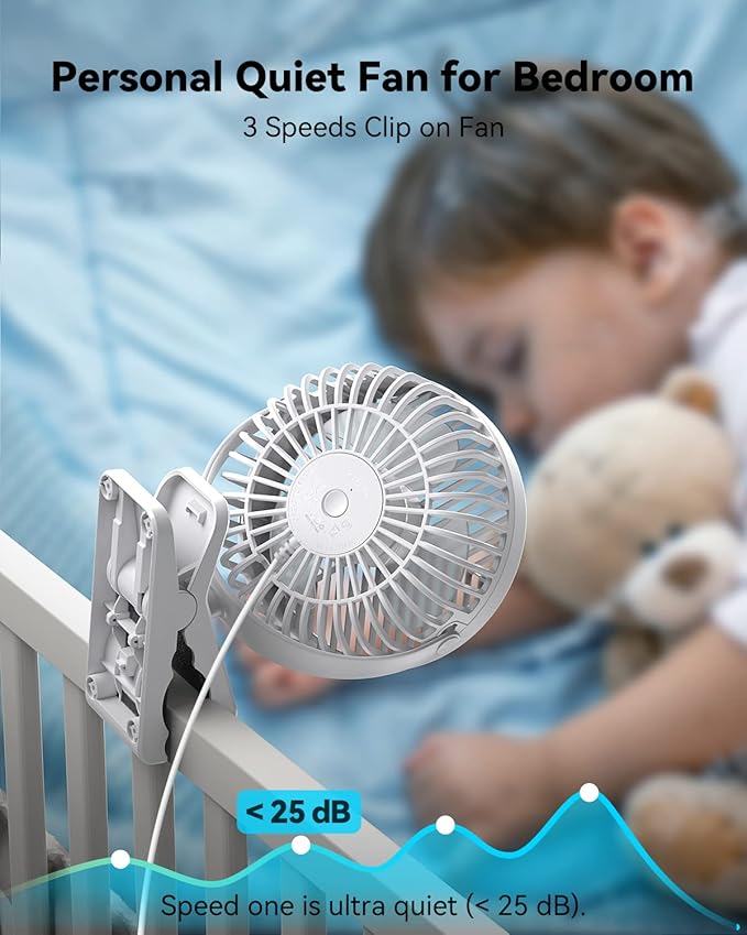 GEHEN Small Clip on Fan, 3-Speed Fan - Image 2
