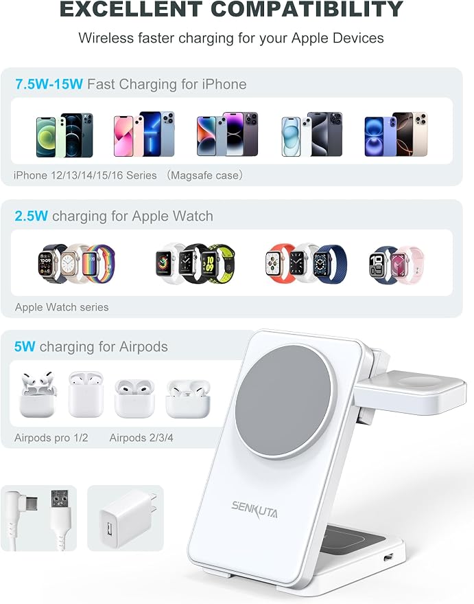 2025 Upgraded Wireless Charger for Apple: 3 in 1 Charging Station Foldable Fast - Image 6