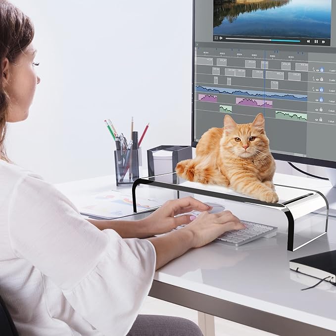 AboveTEK Acrylic Monitor Stand, Premium Large Monitor Riser 20 inch, Crystal - Image 6