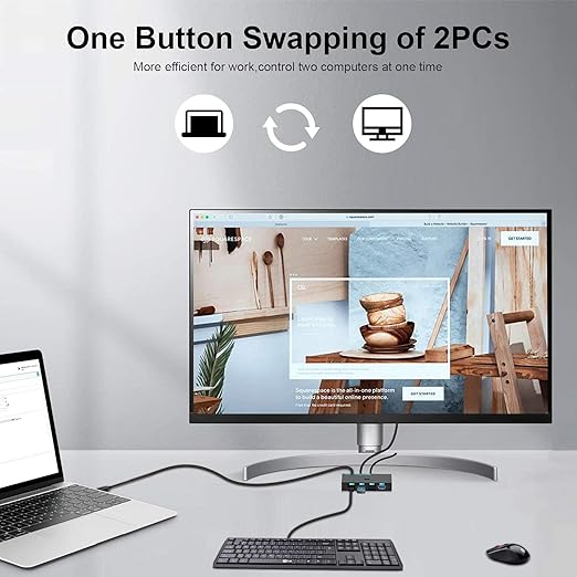 SGEYR USB 3.0 Switch USB Switcher 2 Computers Sharing 4 USB Devices USB Metal - Image 4
