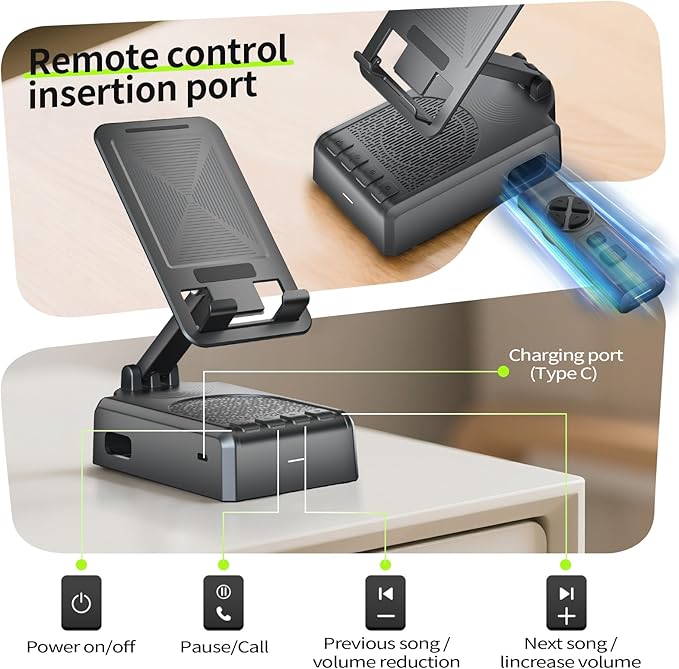 Cell Phone Stand with Bluetooth Speaker and Remote Control, Birthday Gift - Image 5