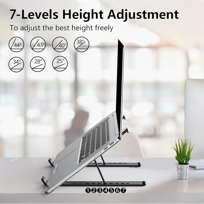 Laptop Stand for Desk, Adjustable Laptop Riser ABS+Silicone Foldable Portable - Image 3