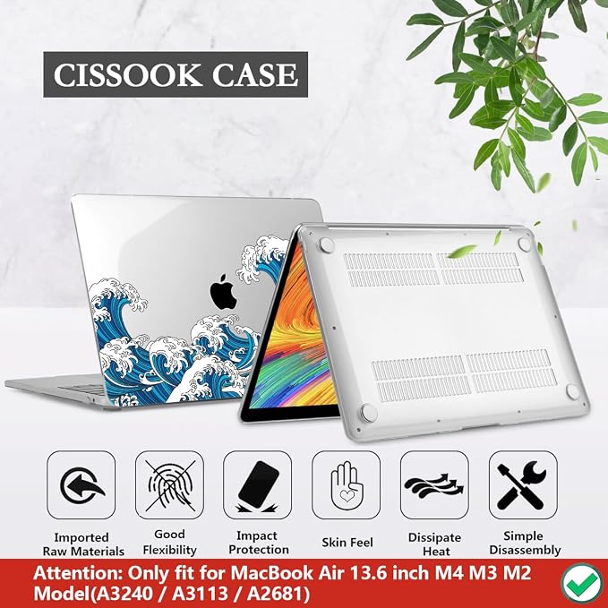 CISSOOK Wave Case for MacBook Air 13.6 inch 2025 2024 2023 2022 Release - Image 6