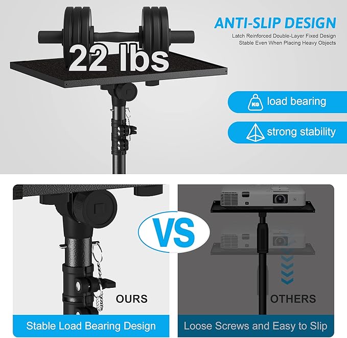 Projector Stand Tripod from 23" to 46", Laptop Tripod Stand Height Adjustable - Image 2