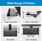 Keyboard Tray Under Desk, 25x9.84'' Large Slide Out Swivel Tilt Computer - Image 3