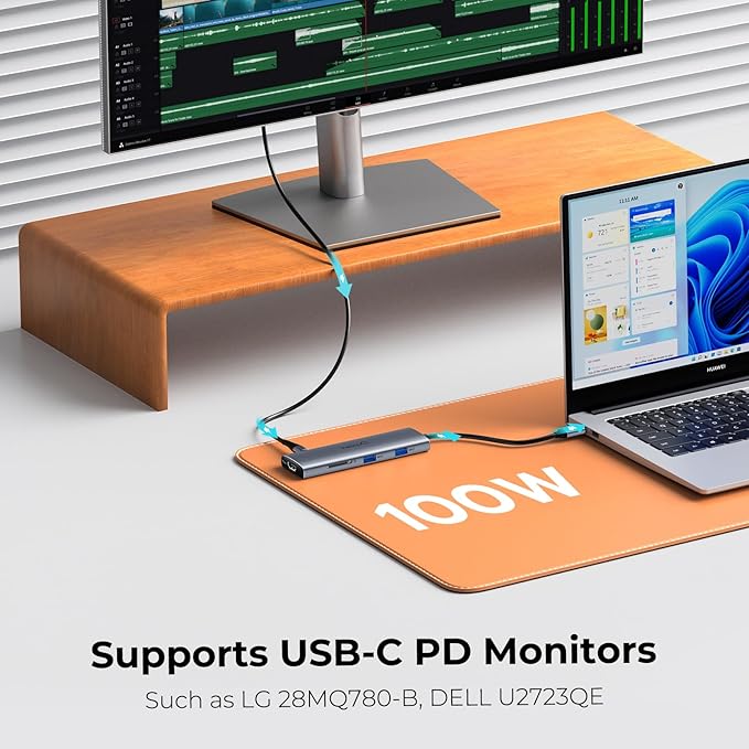 USB C to USBC Hub Dual/Triple Monitor, USBC Splitter 4K@30-60Hz - Image 3